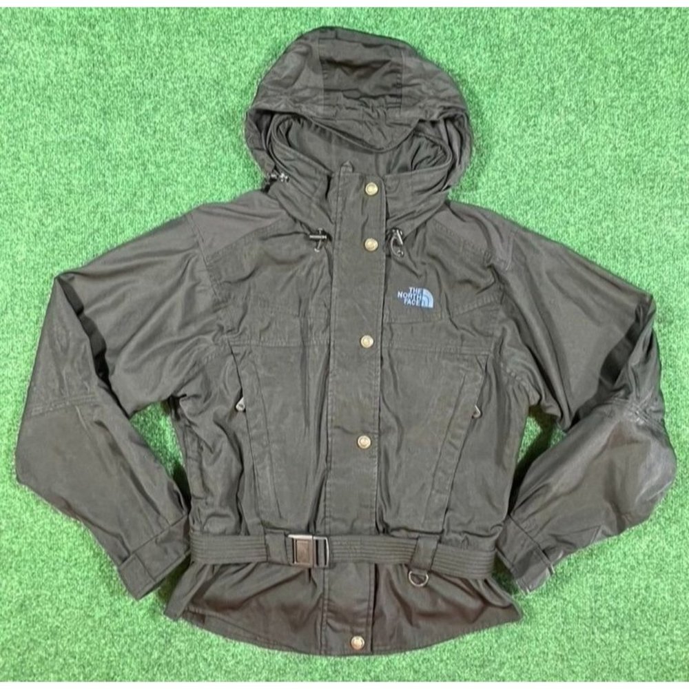The North Face Vintage Black Full-Zip Belted Nylon Winter Jacket Womens Sz 10‎
